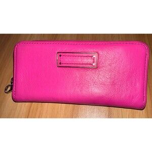 Marc by Marc Jacobs Pink Leather Zip Around Wallet Continental Clutch Organizer